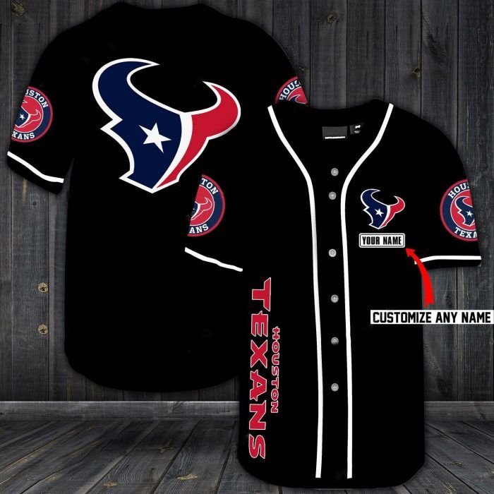 Nfl houston texans custom name baseball jersey shirt