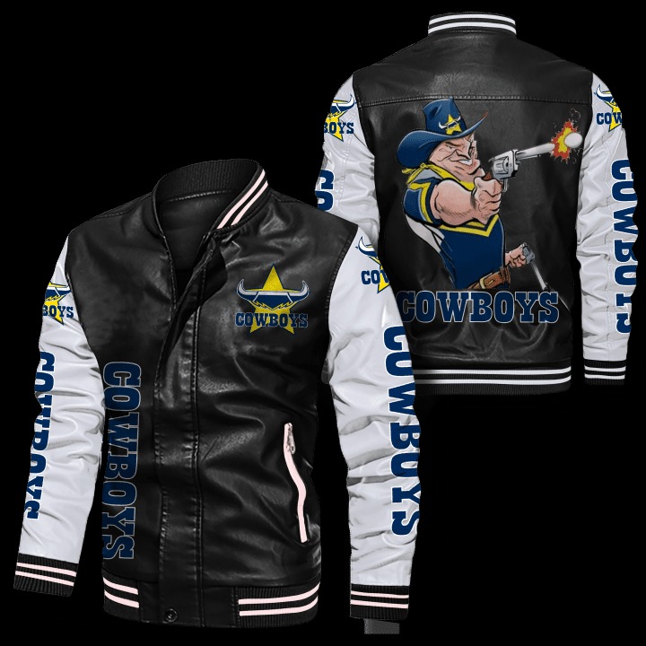 North Queensland Cowboys Leather Bomber Jacket 1