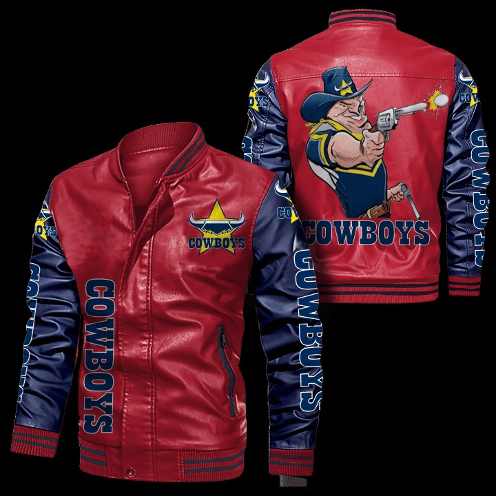 North Queensland Cowboys Leather Bomber Jacket 2