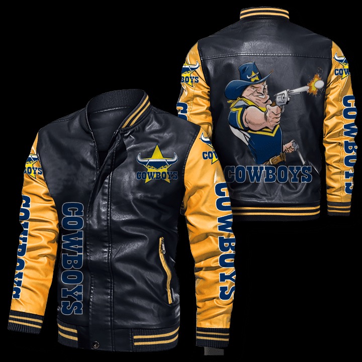North Queensland Cowboys Leather Bomber Jacket 3