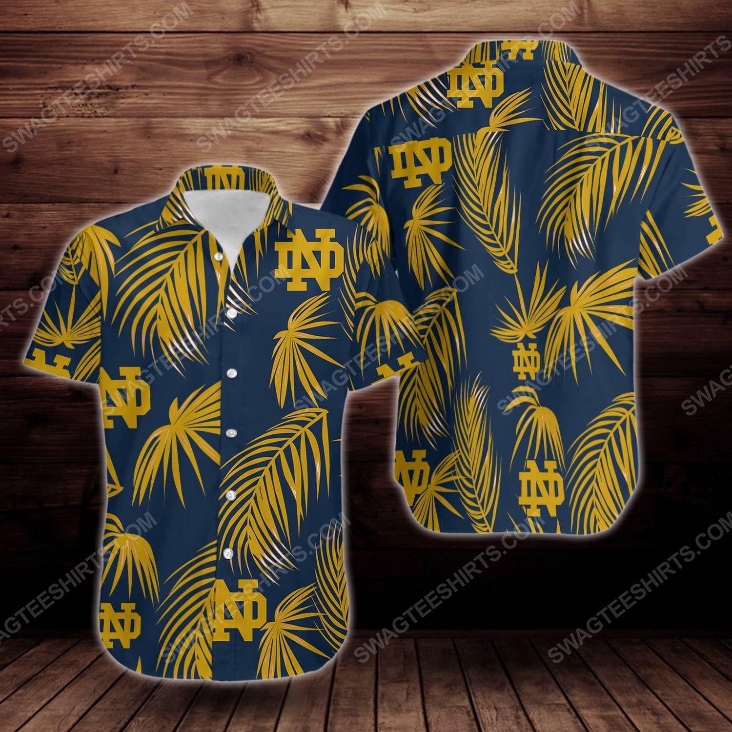 Notre dame fighting irish short sleeve hawaiian shirt 1