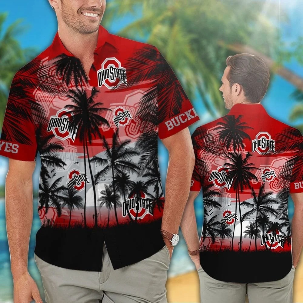 Ohio state buckeyes tropical hawaiian shirt 1