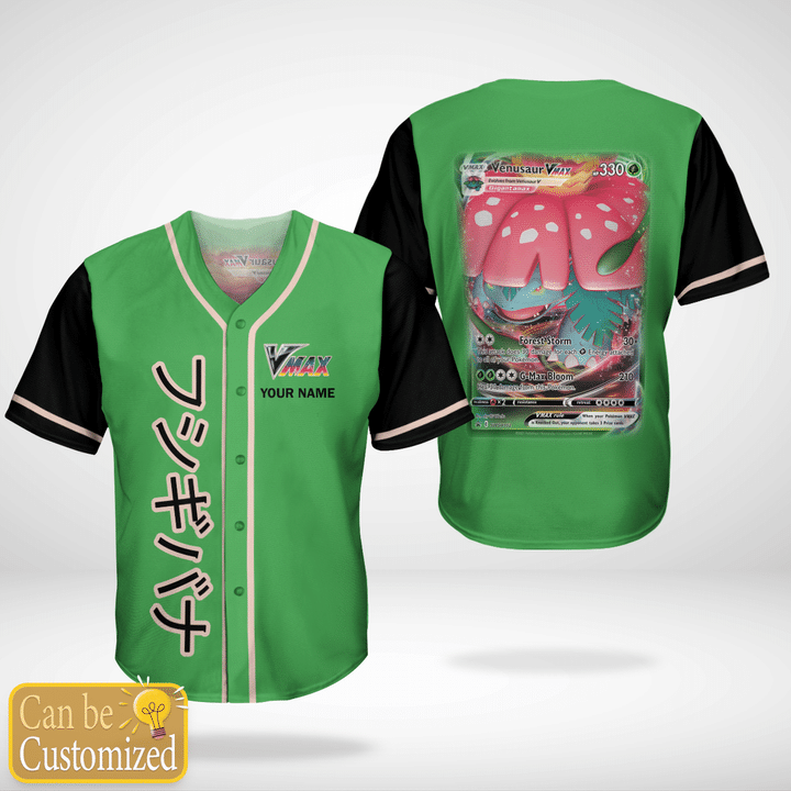 PKM Venusaur Vmax Custom Name Baseball Jersey Shirt