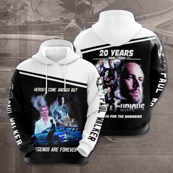 Paul Walker 20 Years Legend Are Forever 3D All Over Print Hoodie – Hothot 070921