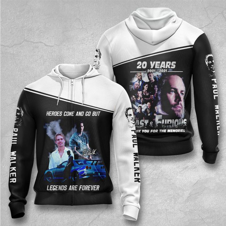 Paul Walker 20 Years Legend Are Forever 3D All Over Print Hoodie2