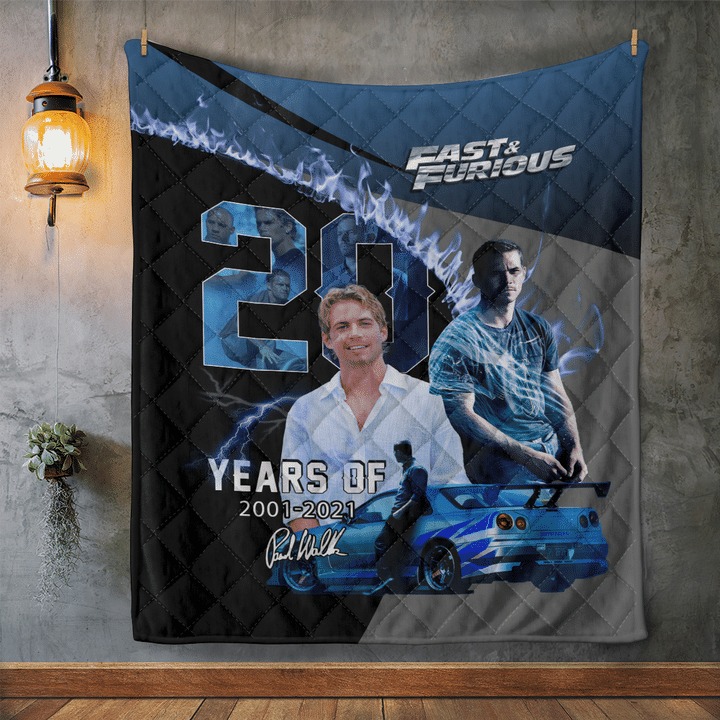 Paul Walker Fast And Furious 20 Years Of 2001 2021 Quilt Blanket 3