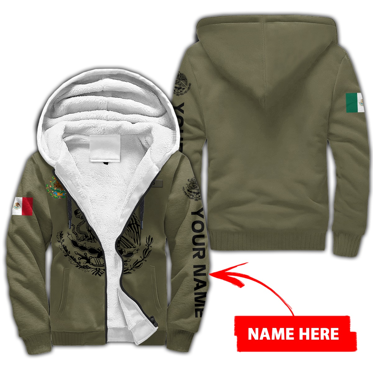 Personalized Mexican 3d all over printed fleece hoodie
