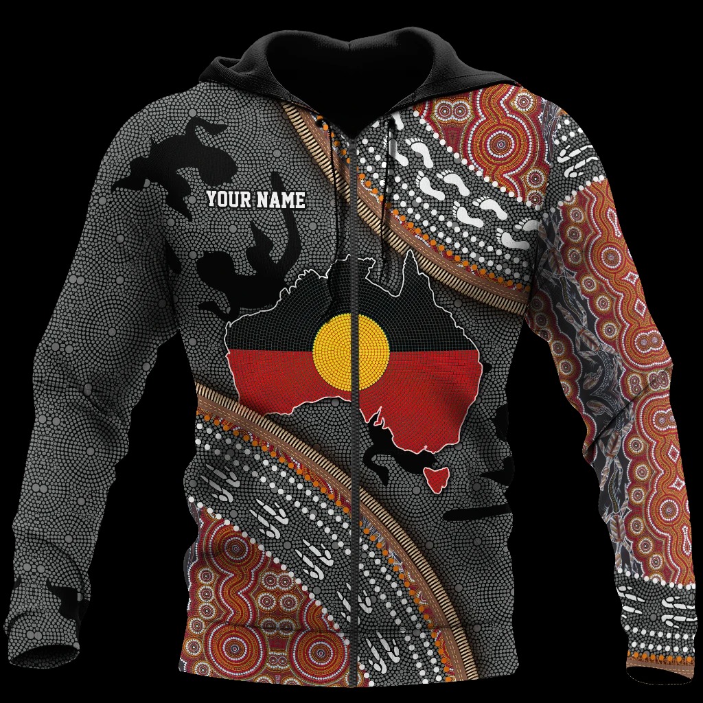 Personalized Name Australia Aboriginal Flag 3D All Over Printed Shirts 1