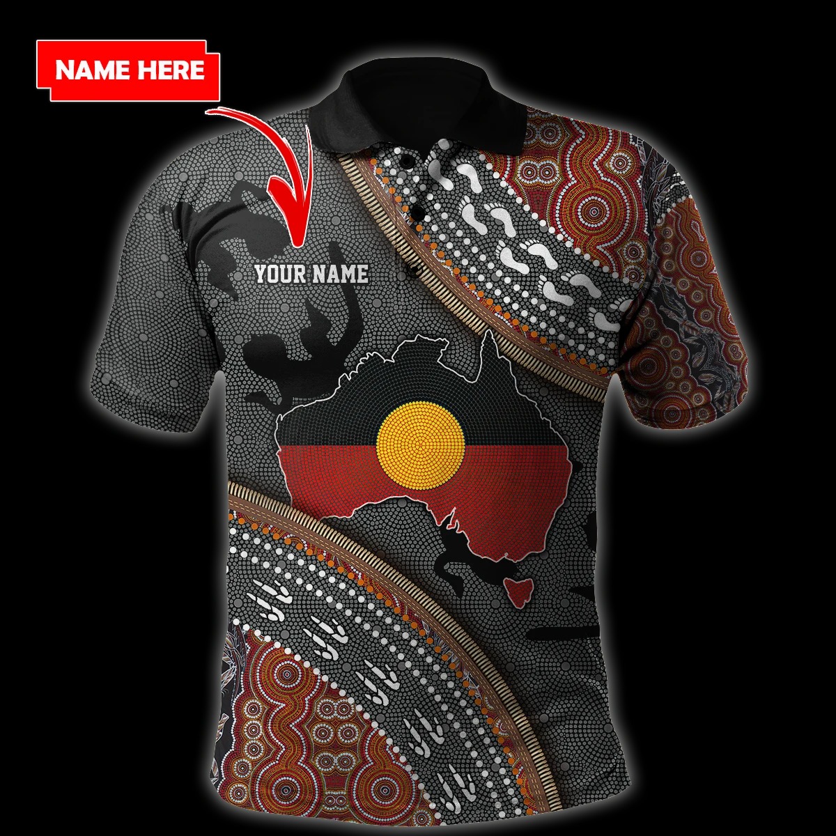 Personalized Name Australia Aboriginal Flag 3D All Over Printed Shirts 3