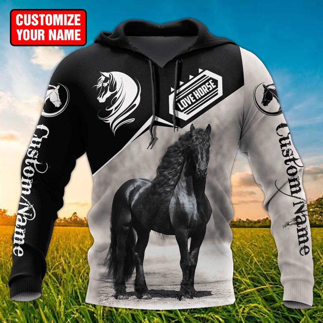 Personalized Name Friesian Horse 3D All Over Printed Unisex Shirt