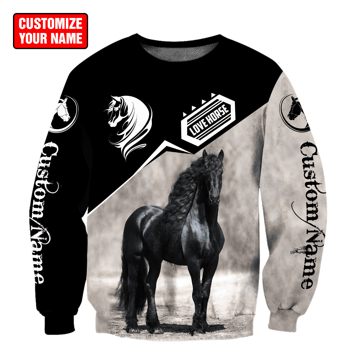 Personalized Name Friesian Horse 3D All Over Printed Unisex Shirt3