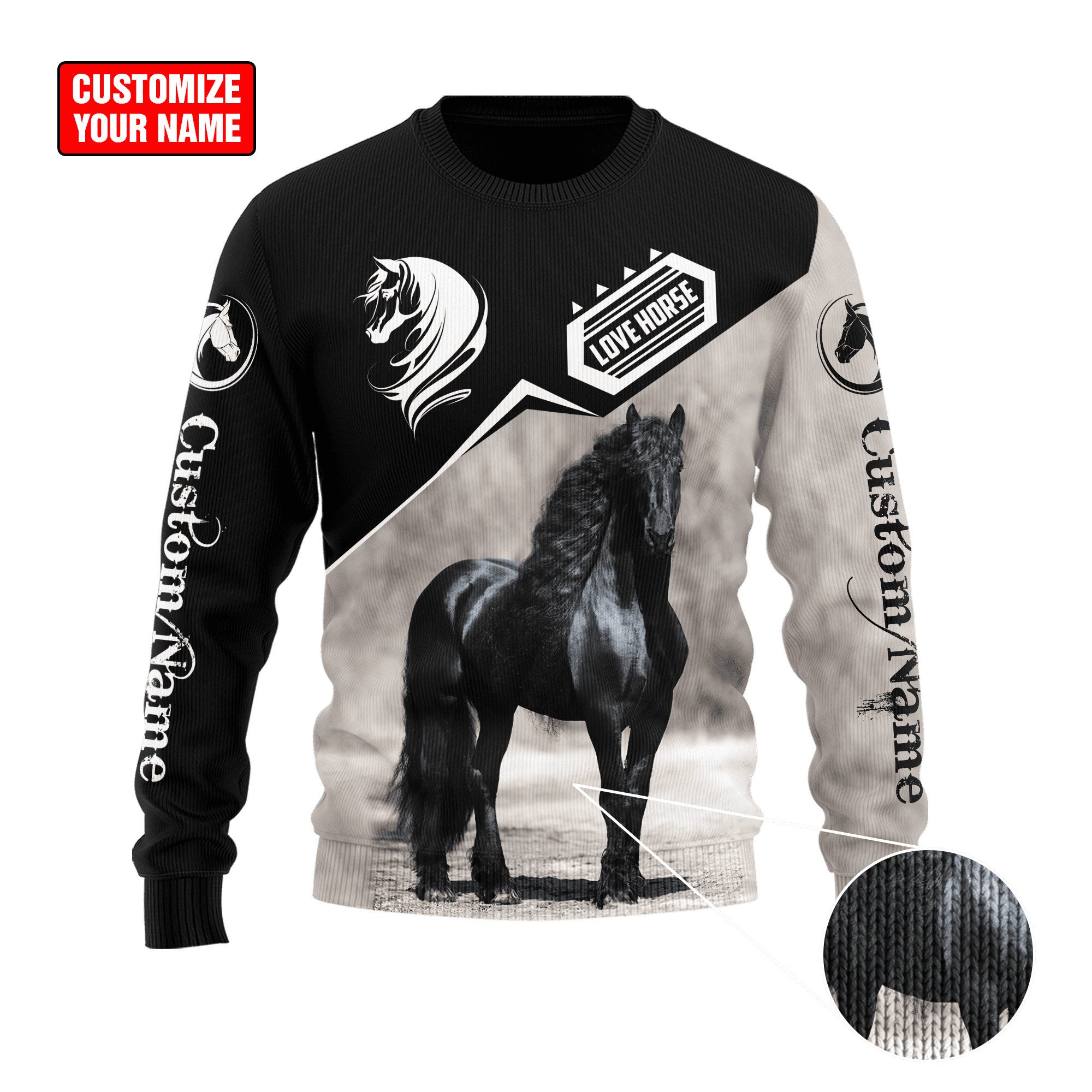 Personalized Name Friesian Horse 3D All Over Printed Unisex Shirt9
