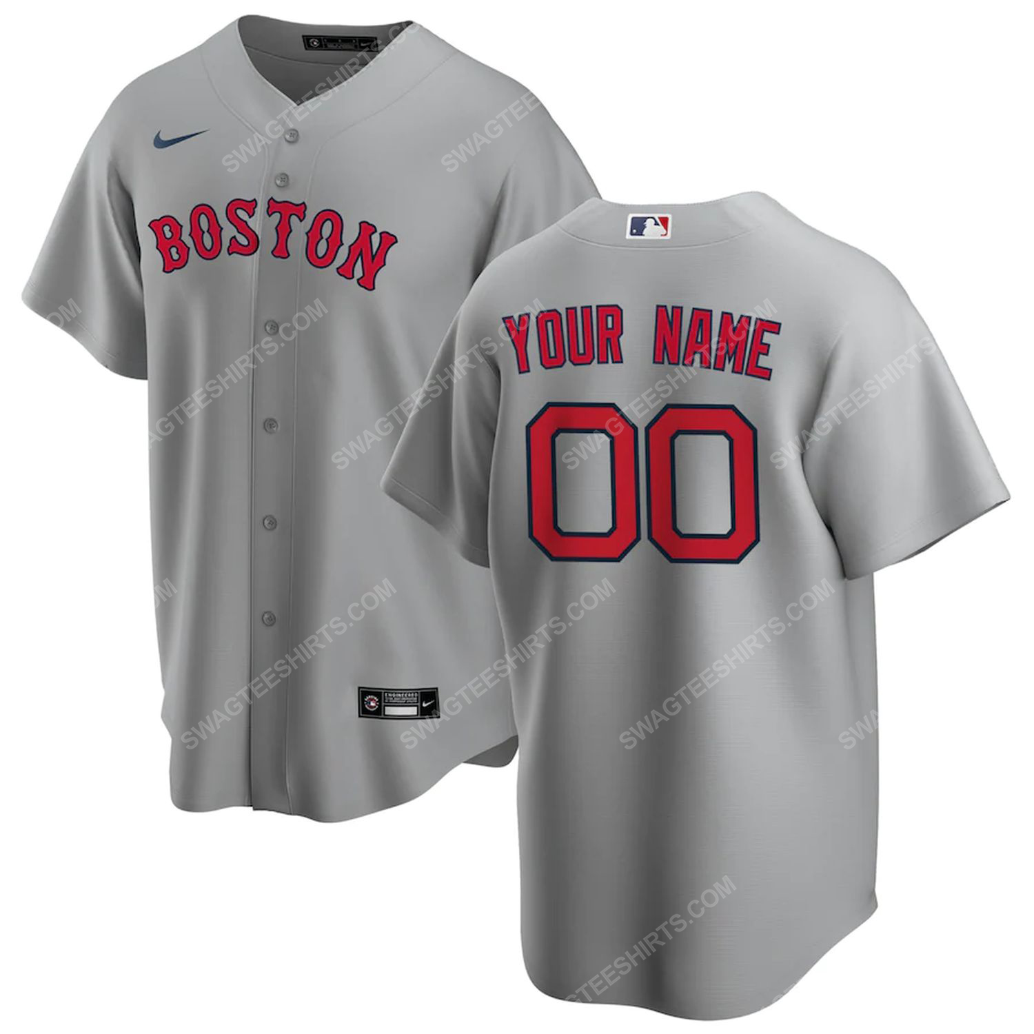 Personalized mlb boston red sox team baseball jersey - gray