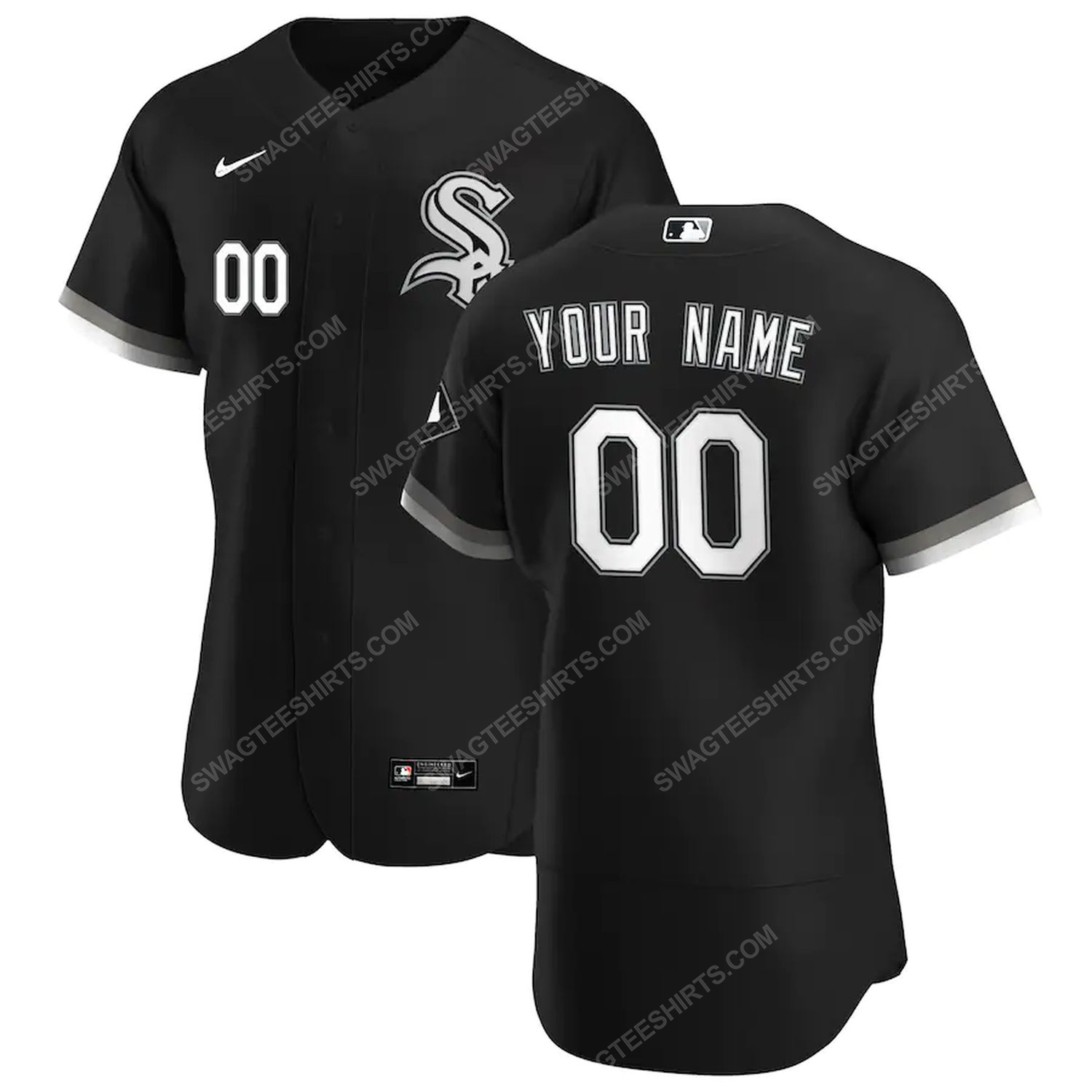 Personalized mlb chicago white sox team baseball jersey - black