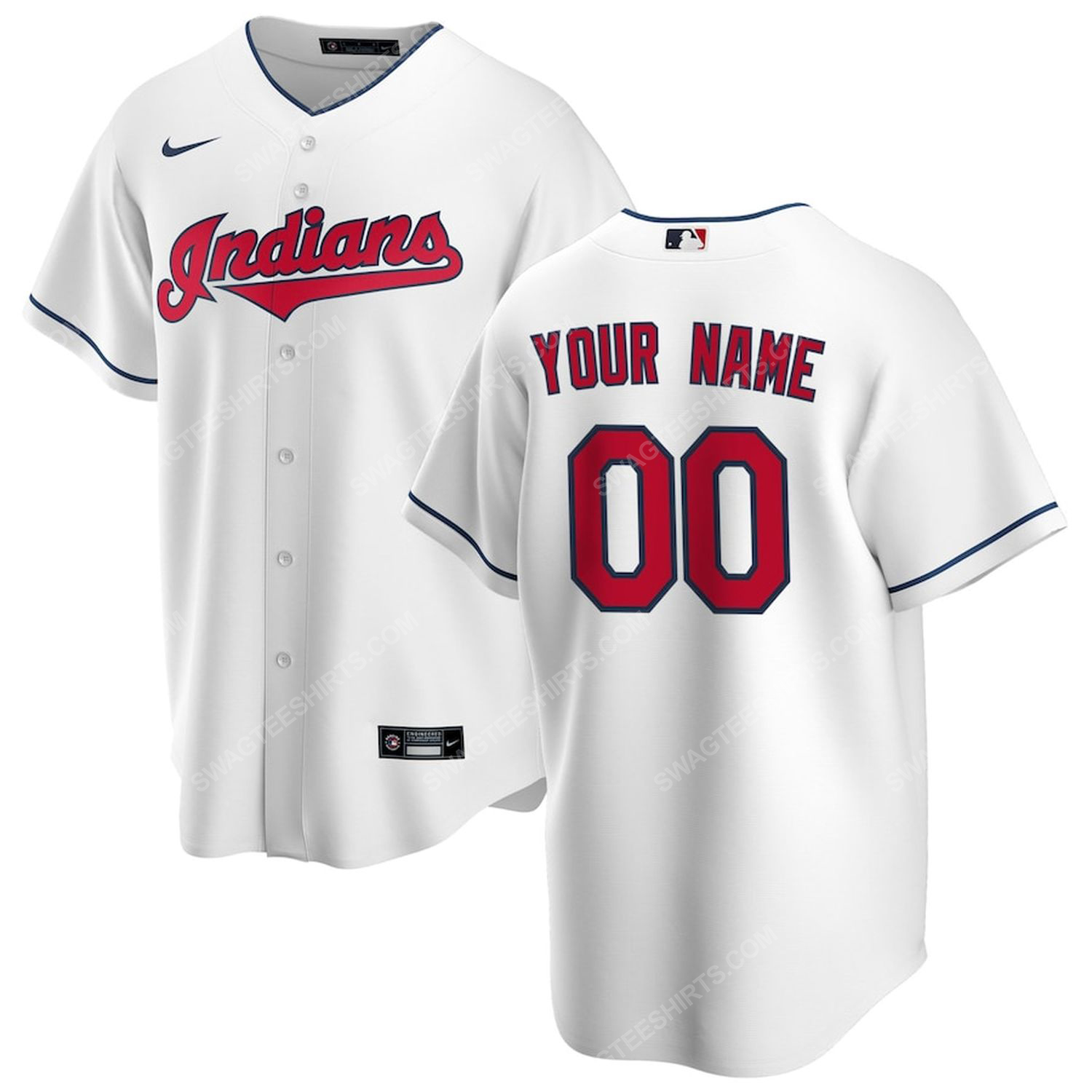 Personalized mlb cleveland indians team baseball jersey - white