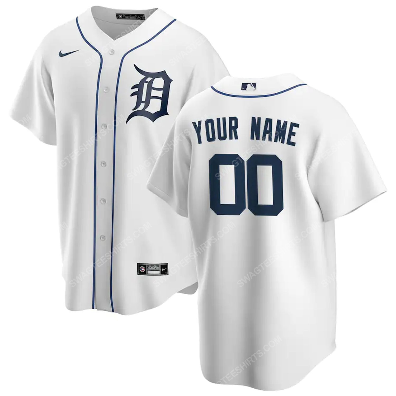 Personalized mlb detroit tigers team baseball jersey-white