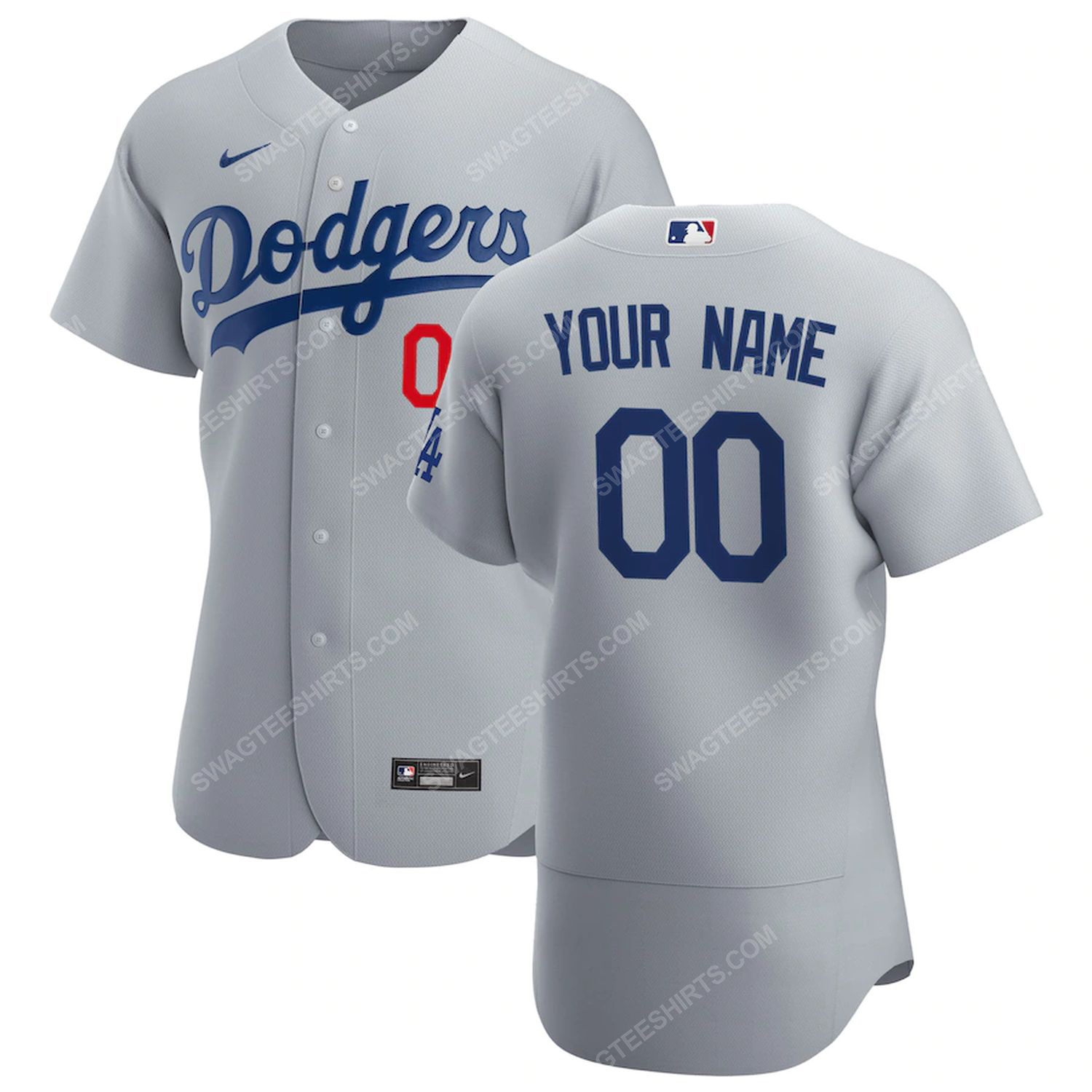 Personalized mlb los angeles dodgers team baseball jersey - gray