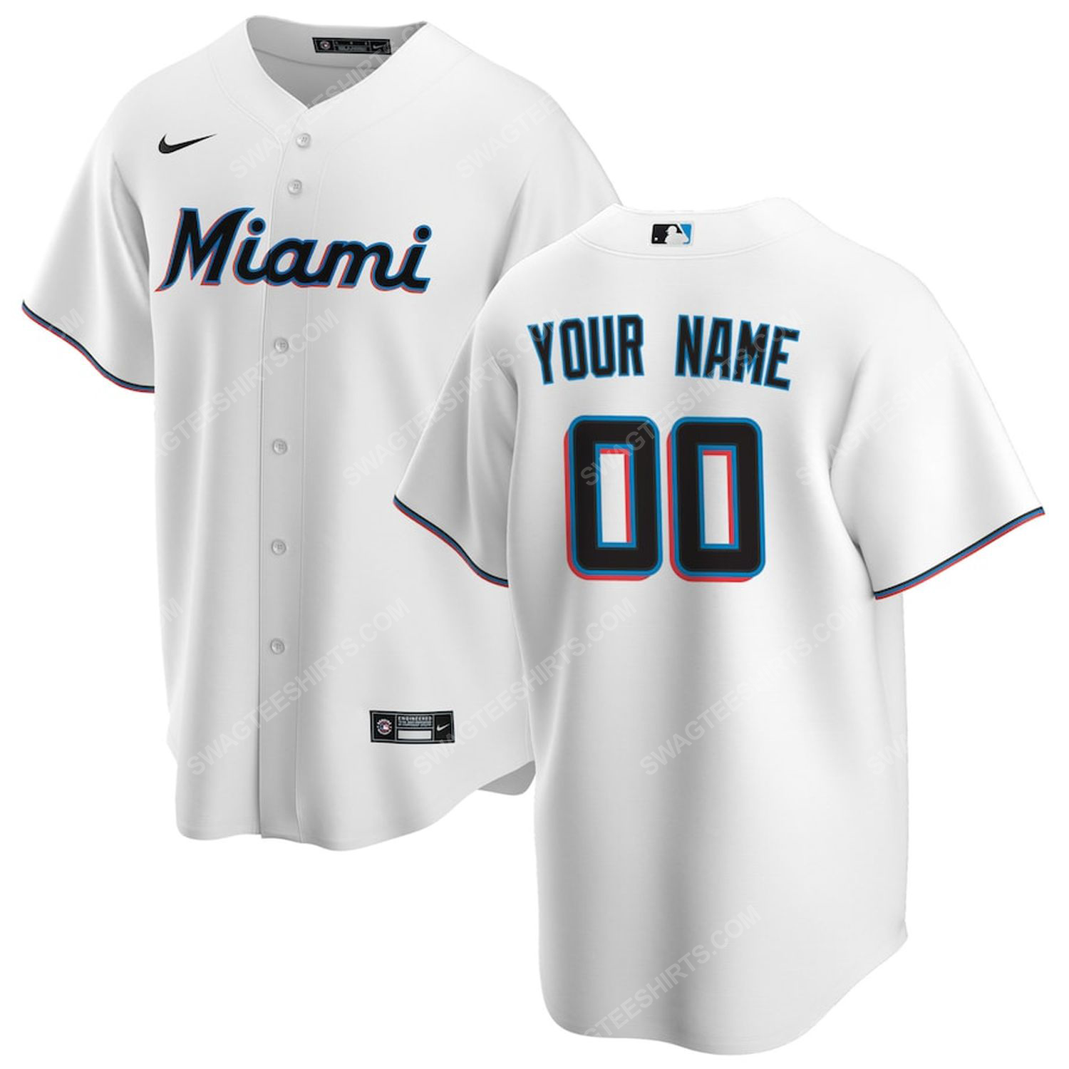Personalized mlb miami marlins team baseball jersey - white