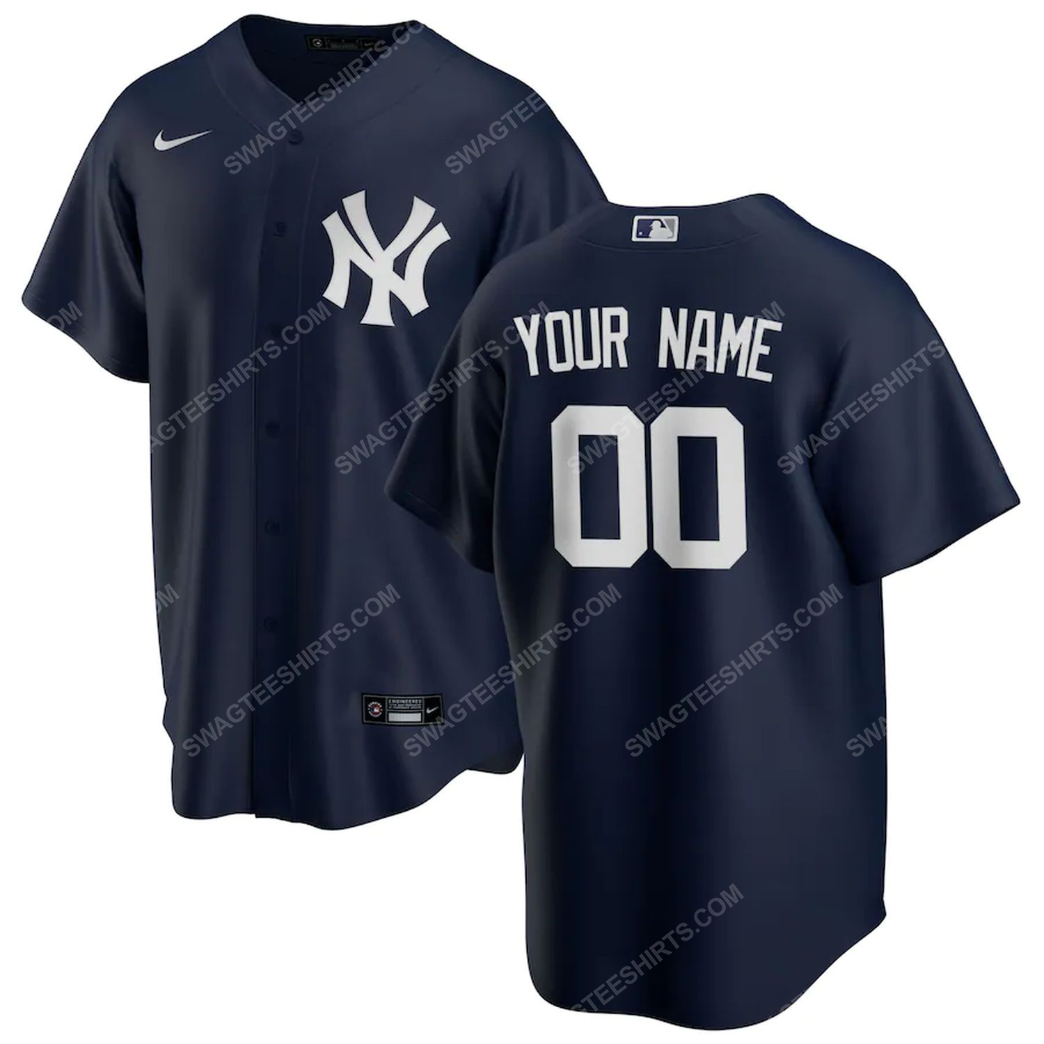 Personalized mlb new york yankees team baseball jersey - navy