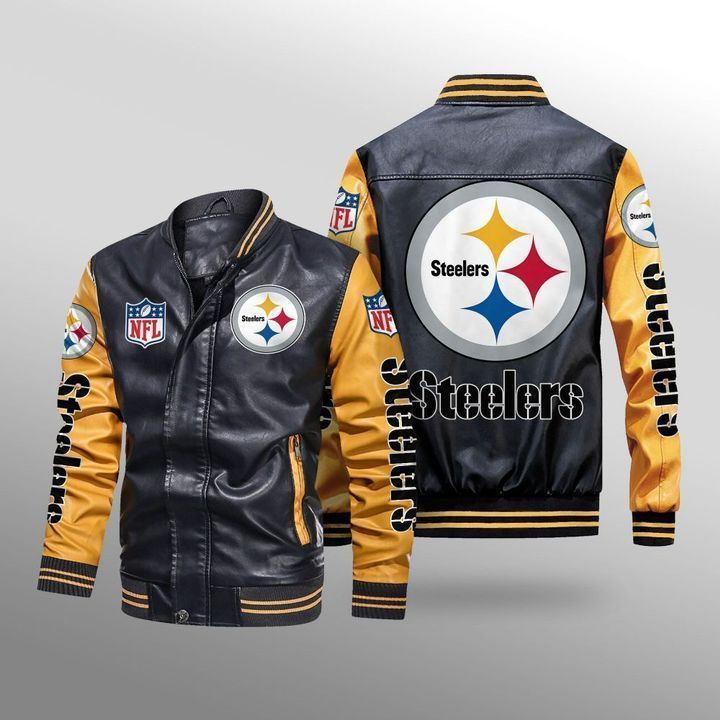 Pittsburgh Steelers Leather Bomber Jacket 3