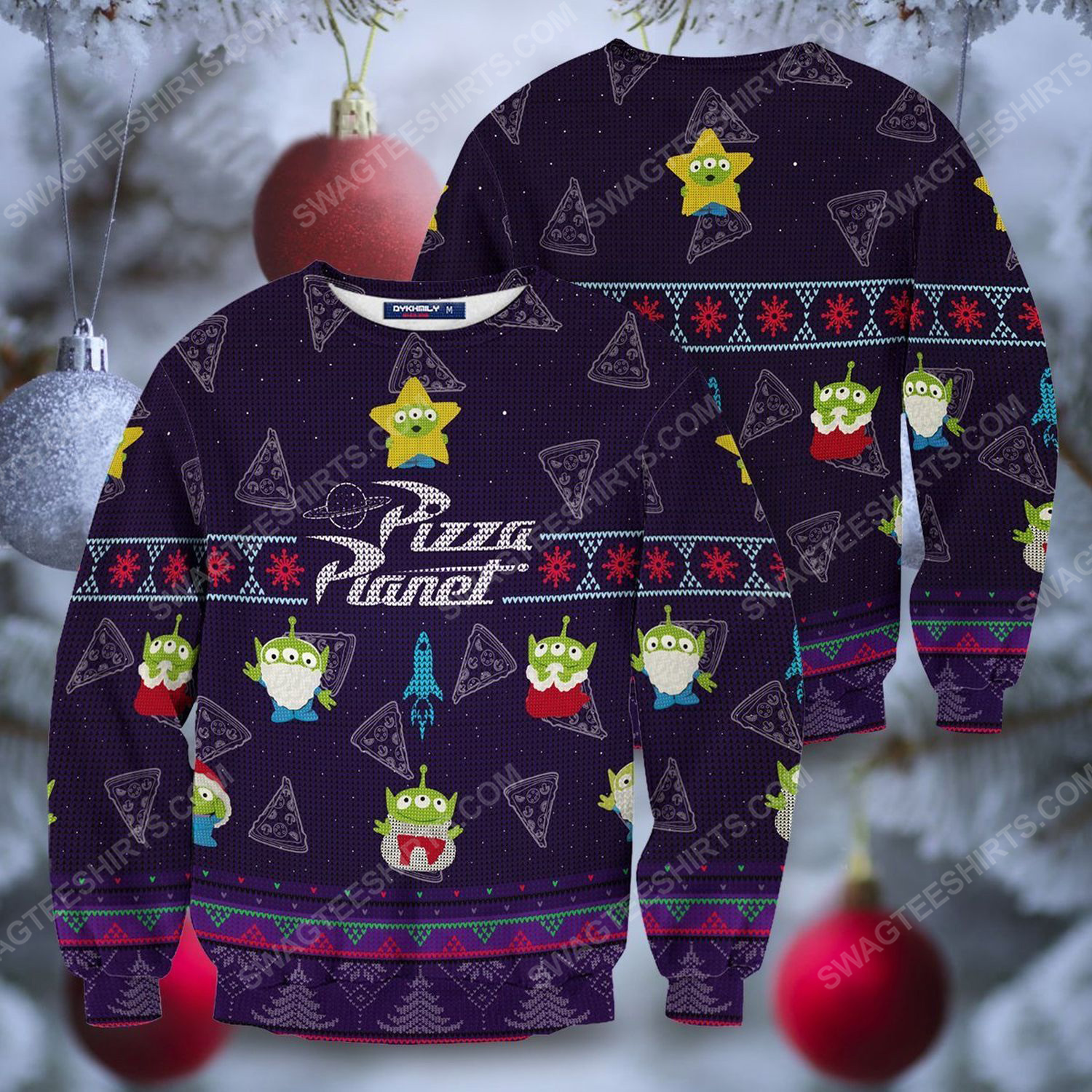 [special edition] Pizza planet full print ugly christmas sweater – maria