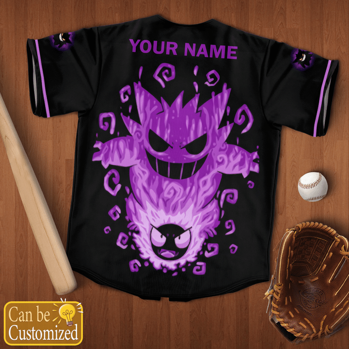 Pokemon Gengar Custom Name Baseball Jersey Shirt4