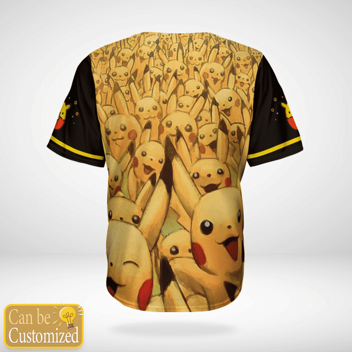 Pokemon Pikachu Custom Name Baseball Jersey2
