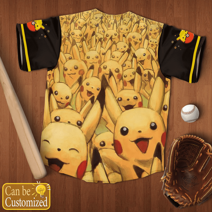 Pokemon Pikachu Custom Name Baseball Jersey4