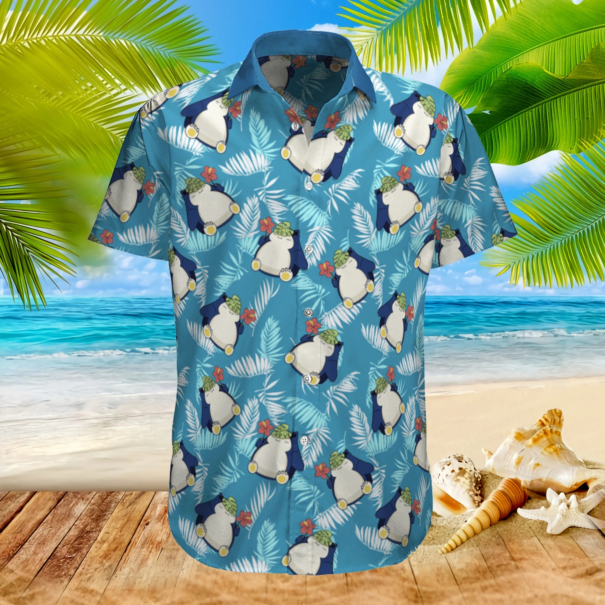 Pokemon Snorlax tropical beach hawaiian shirt