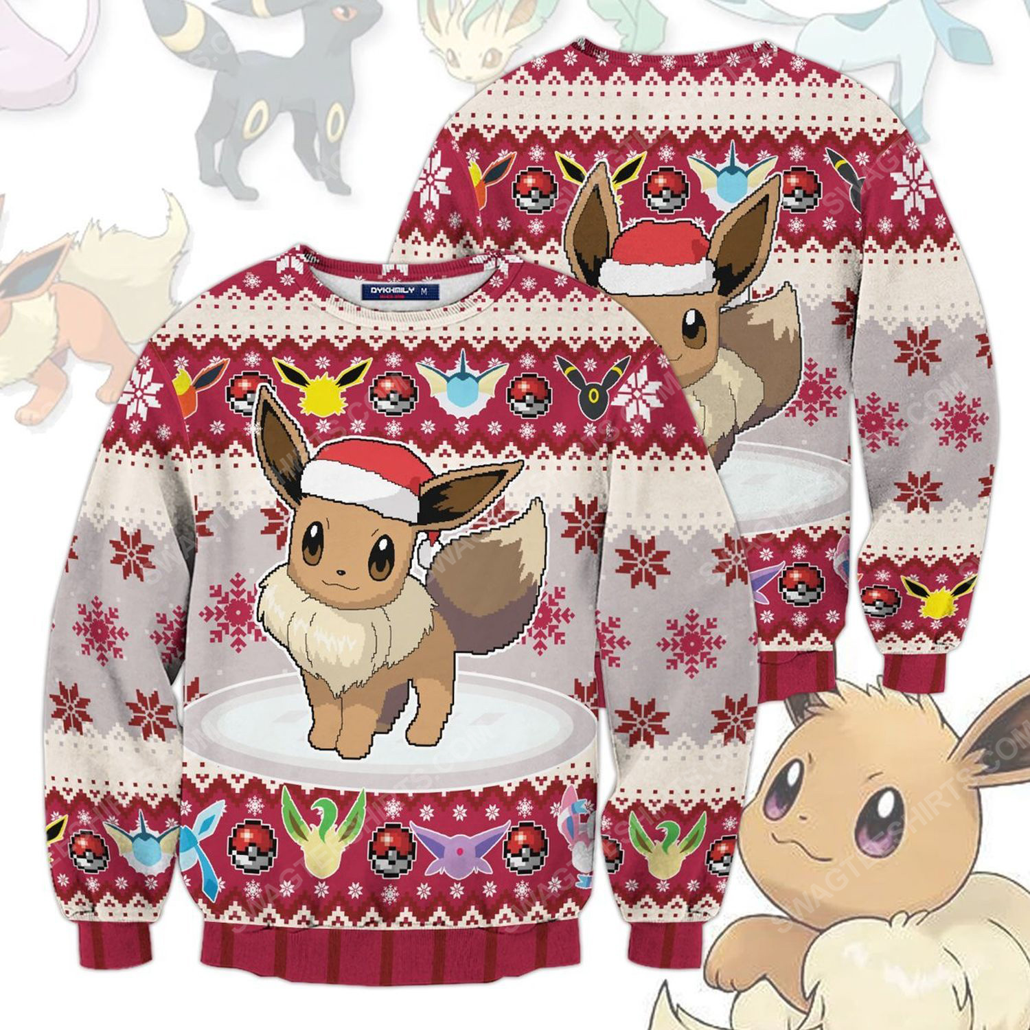 Pokemon eeveelution christmas holiday ugly christmas sweater 1