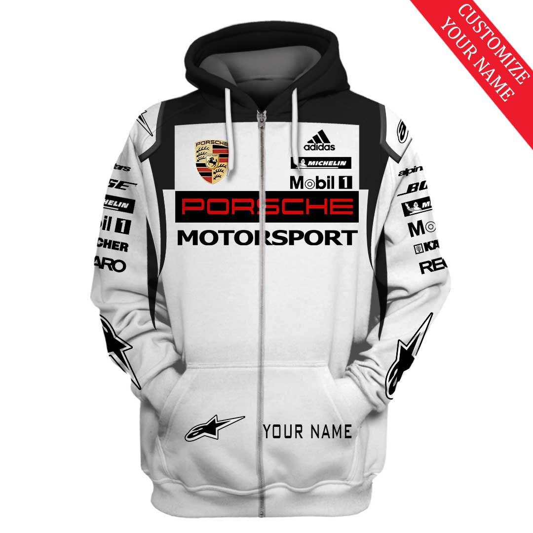 Porsche f1 team custom name 3d zip hoodie