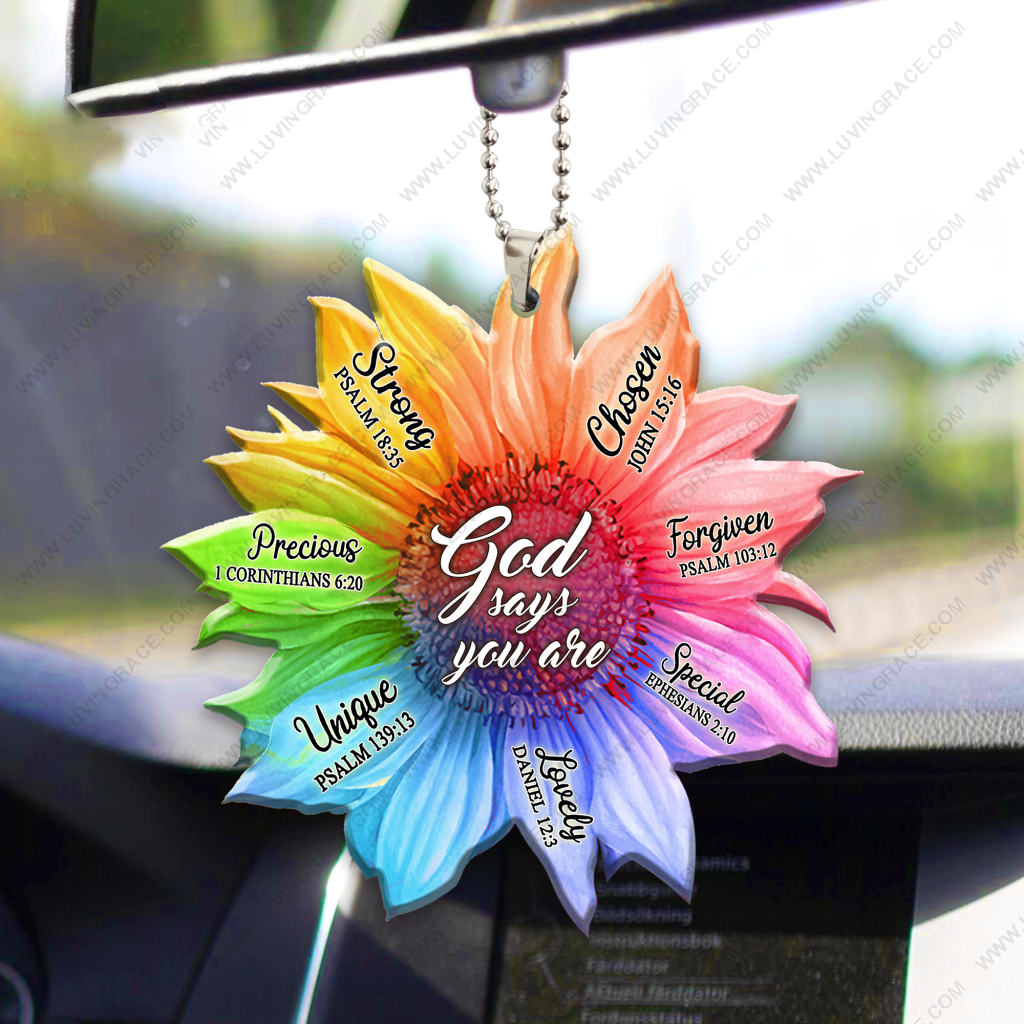 Rainbow Sunflower God Says You Are Ornament2