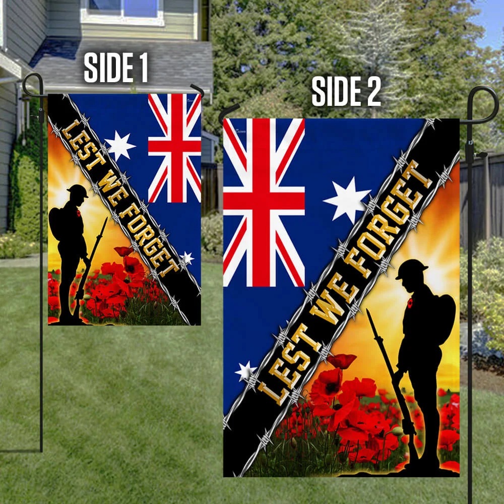 Remembrance Day Flag Poppy Lest We Forget Australia Veteran Flag - Picture 2