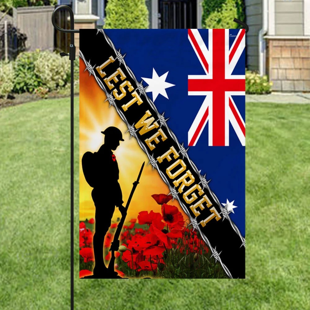 Remembrance Day Flag Poppy Lest We Forget Australia Veteran Flag - Picture 3