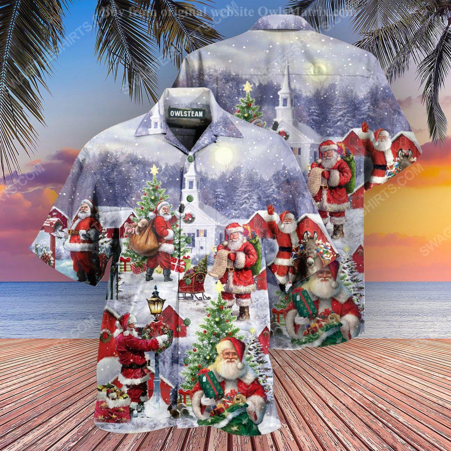 [special edition] Santa claus is coming town in christmas night full print hawaiian shirt – maria