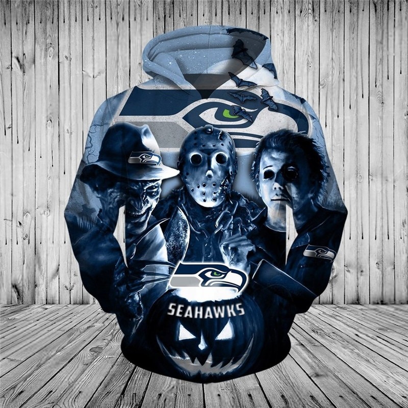 Seattle Seahawks Halloween Horror Night 3D Pullover Hoodie