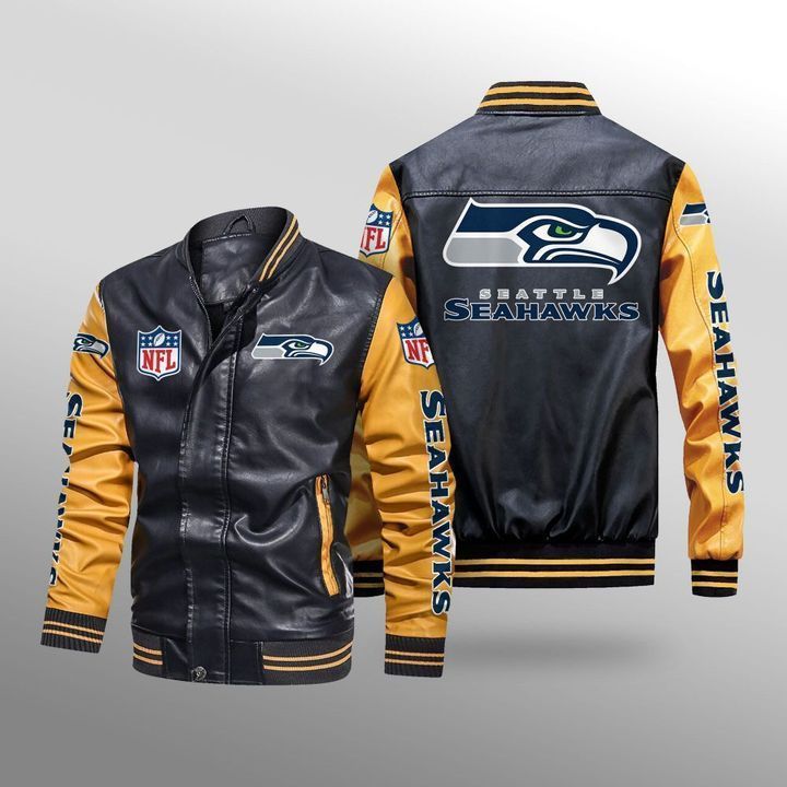 Seattle Seahawks Leather Bomber Jacket 3