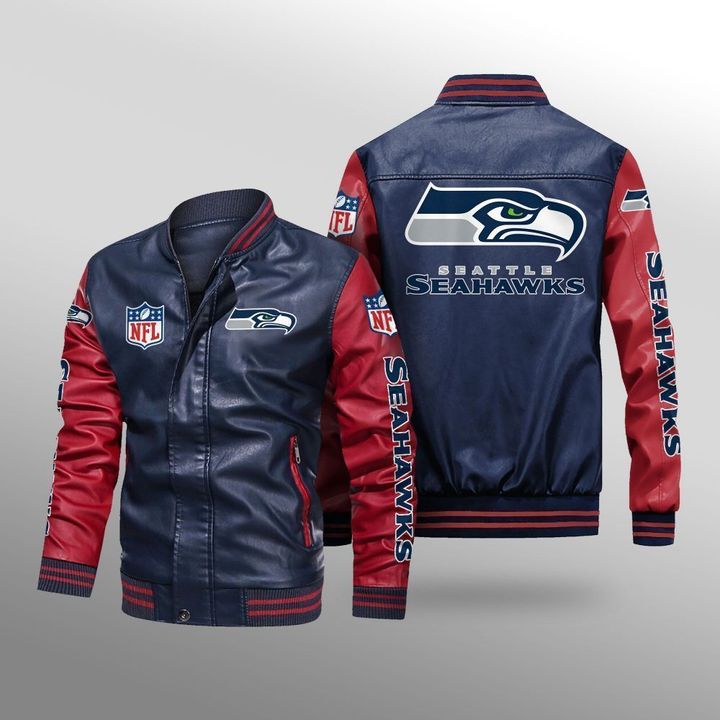 Seattle Seahawks Leather Bomber Jacket 4