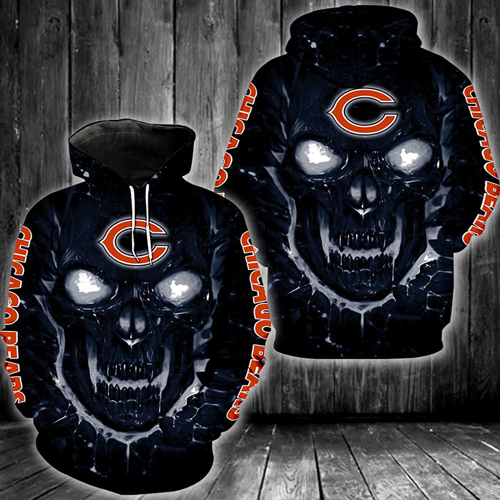 Skull Chicago Bears Logo 3D Hoodie