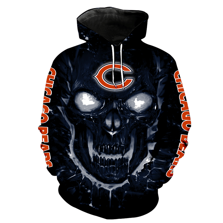 Skull Chicago Bears Logo 3D Hoodie1