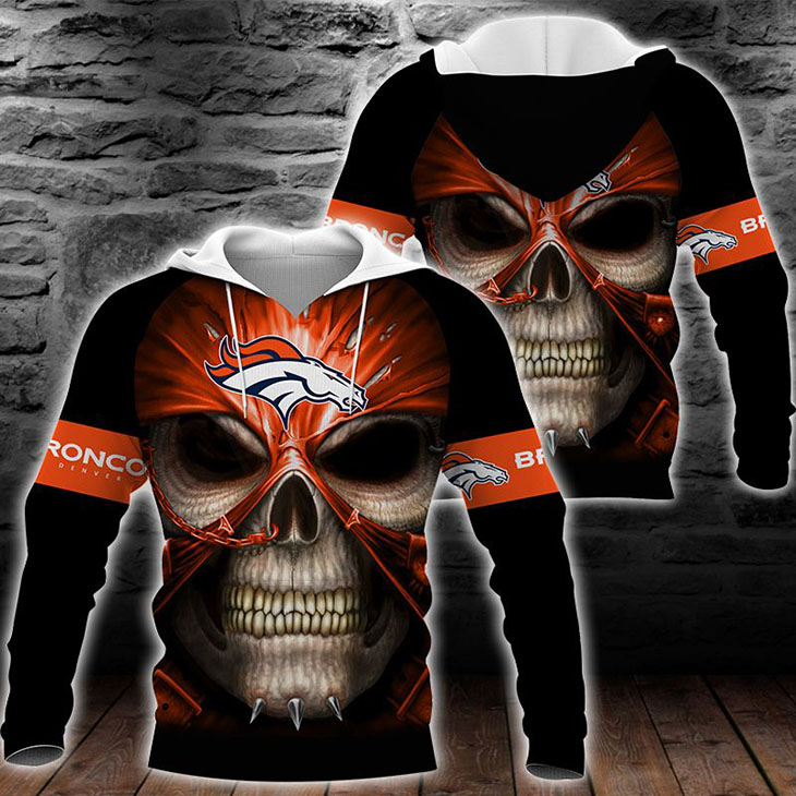 Skull Denver Broncos Logo 3D Hoodie – LIMITED EDITION