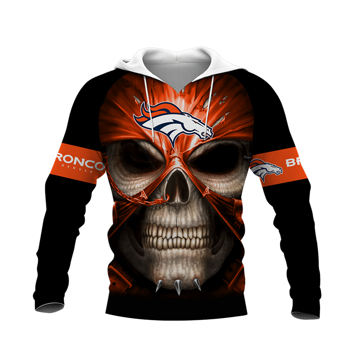 Skull DEnver Broncos Logo 3D Hoodie1