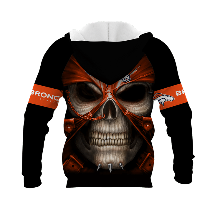 Skull DEnver Broncos Logo 3D Hoodie2