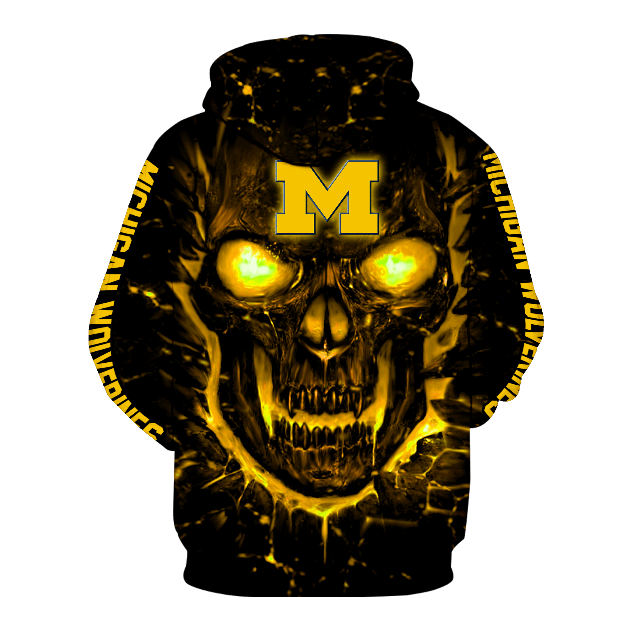 Skull Michigan Wolverines 3d hoodie 2