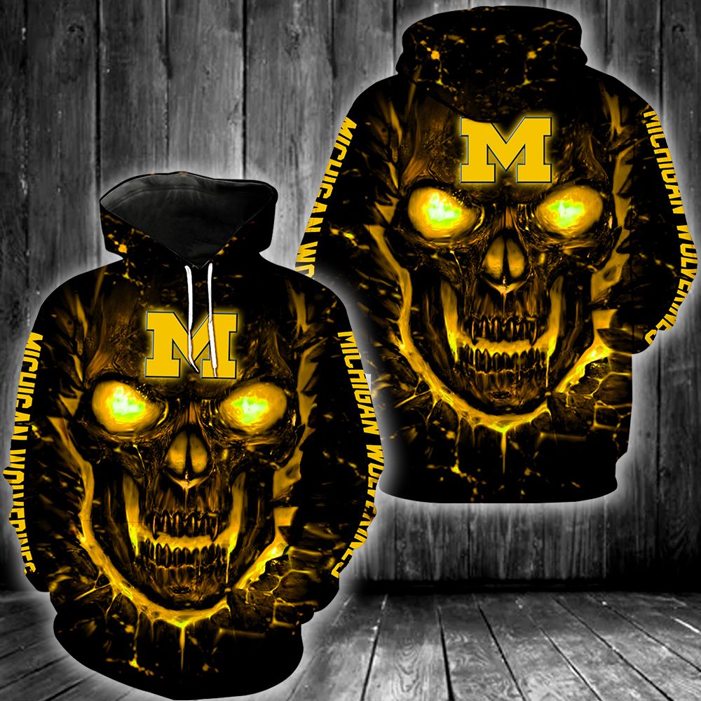 Skull Michigan Wolverines 3d hoodie