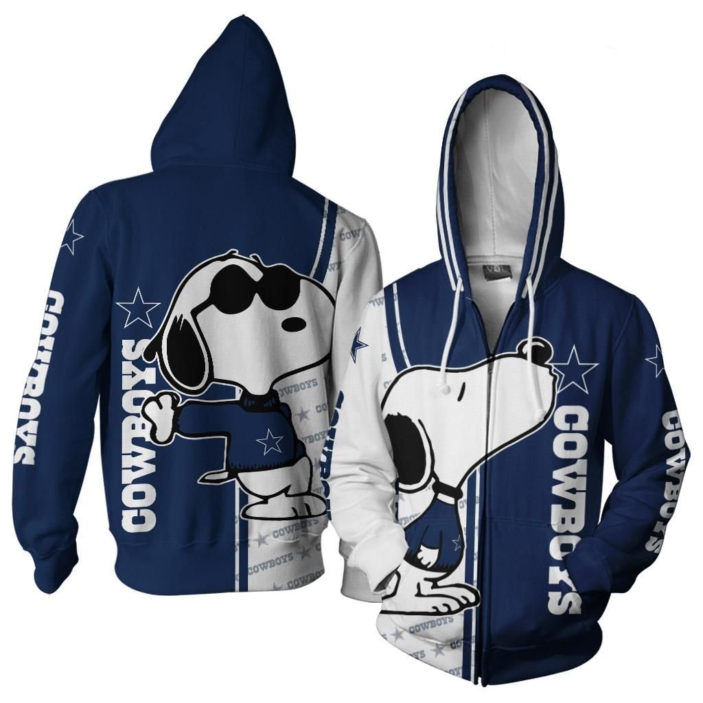 Snoopy And Dallas Cowboys 3d zip hoodie