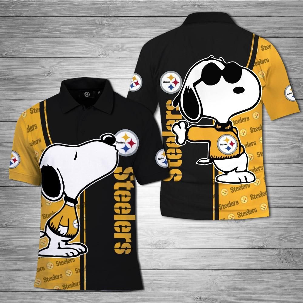 Snoopy And Pittsburgh Steelers 3d polo shirt
