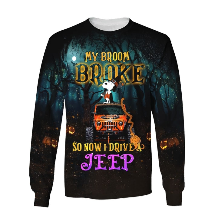 Snoopy My Broom Broke So Now I Drive A Jeep 3D Hoodie, Shirt2
