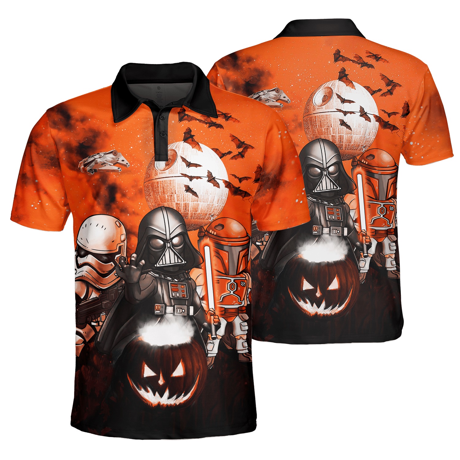 Star Wars Darth Vader Boba Fett Stormtrooper halloween night 3d polo shirt