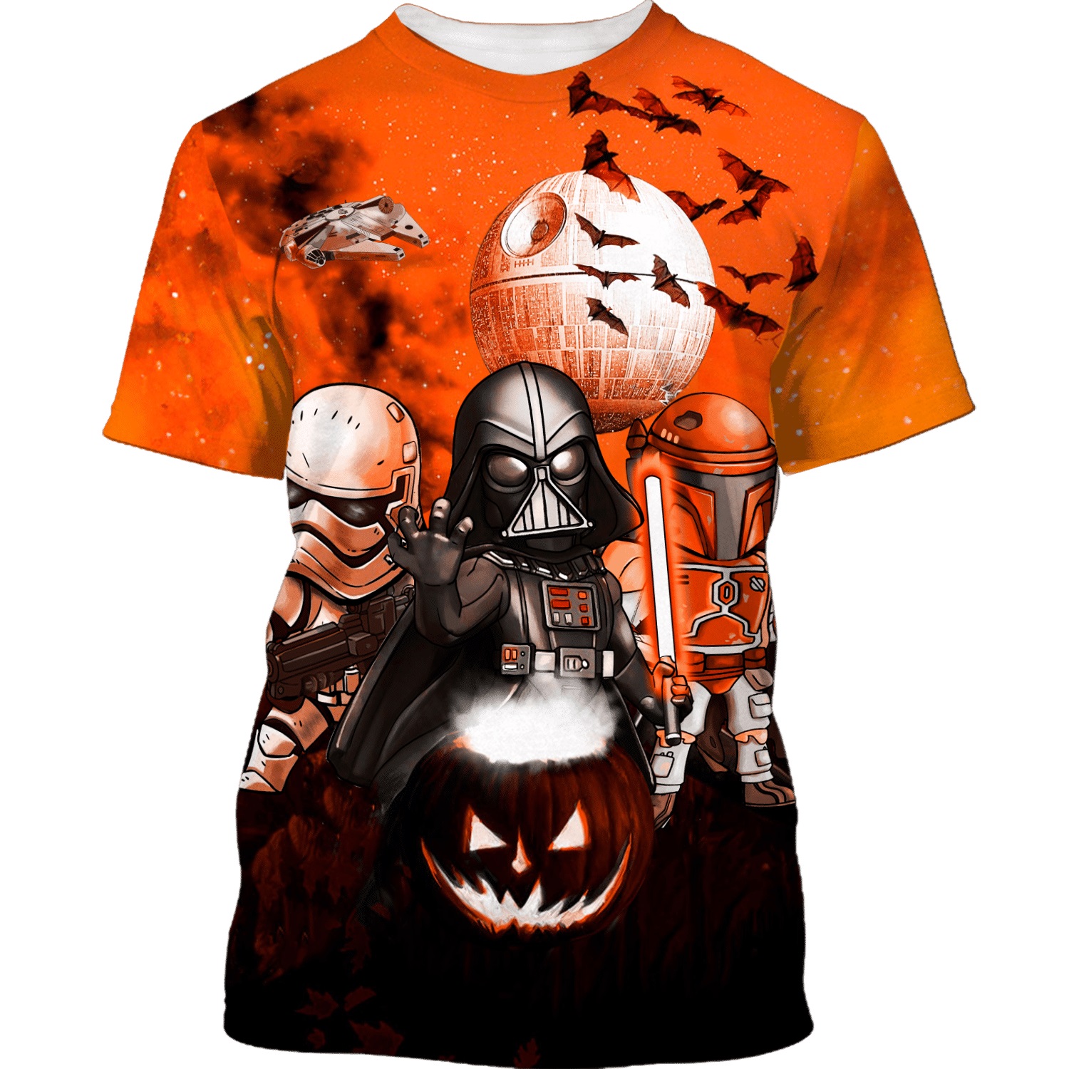 Star Wars Darth Vader Boba Fett Stormtrooper halloween night 3d t-shirt